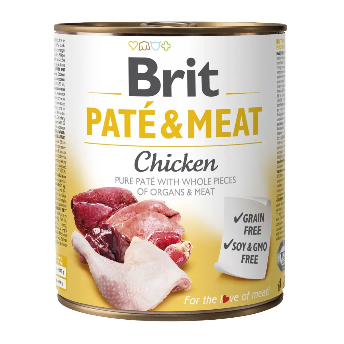 BRIT Pate & Meat, Pui, conserva hrana umeda fara cereale caini, (pate cu bucati de carne), 800g