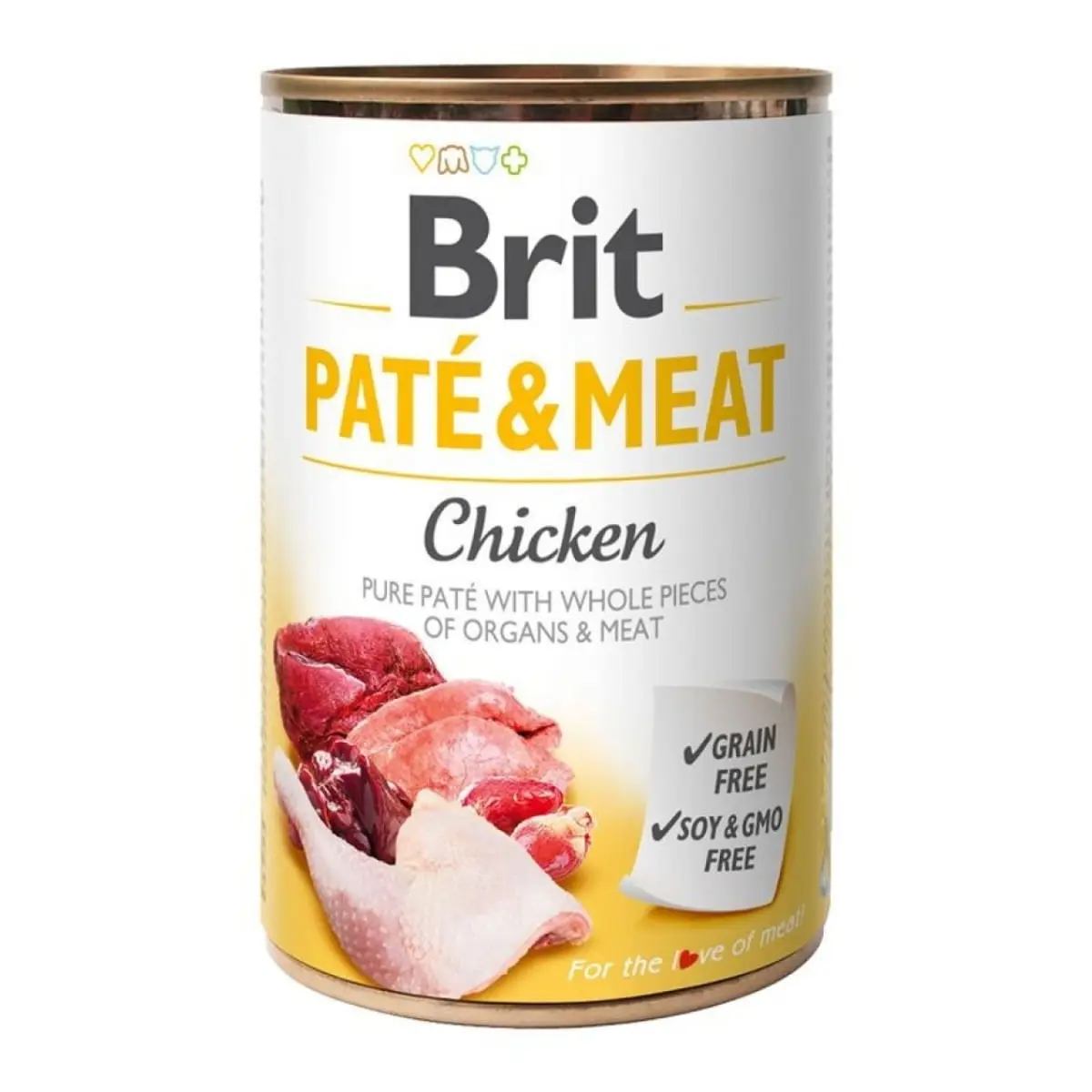 BRIT Pate & Meat, Pui, conserva hrana umeda fara cereale caini, (pate cu bucati de carne), 400g