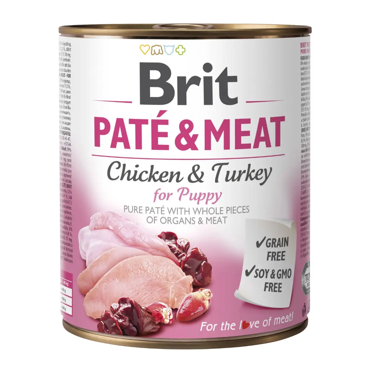 BRIT Pate and Meat Puppy, XS-XL, Pui si Curcan, conserva hrana umeda caini junior, (pate), 800g
