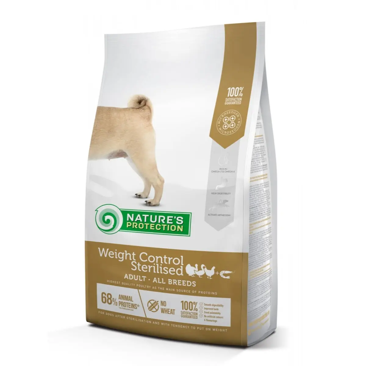 NATURES PROTECTION Adult Weight Control Sterilised, Pasare cu Krill, hrana uscata caini, controlul greutatii, 12kg