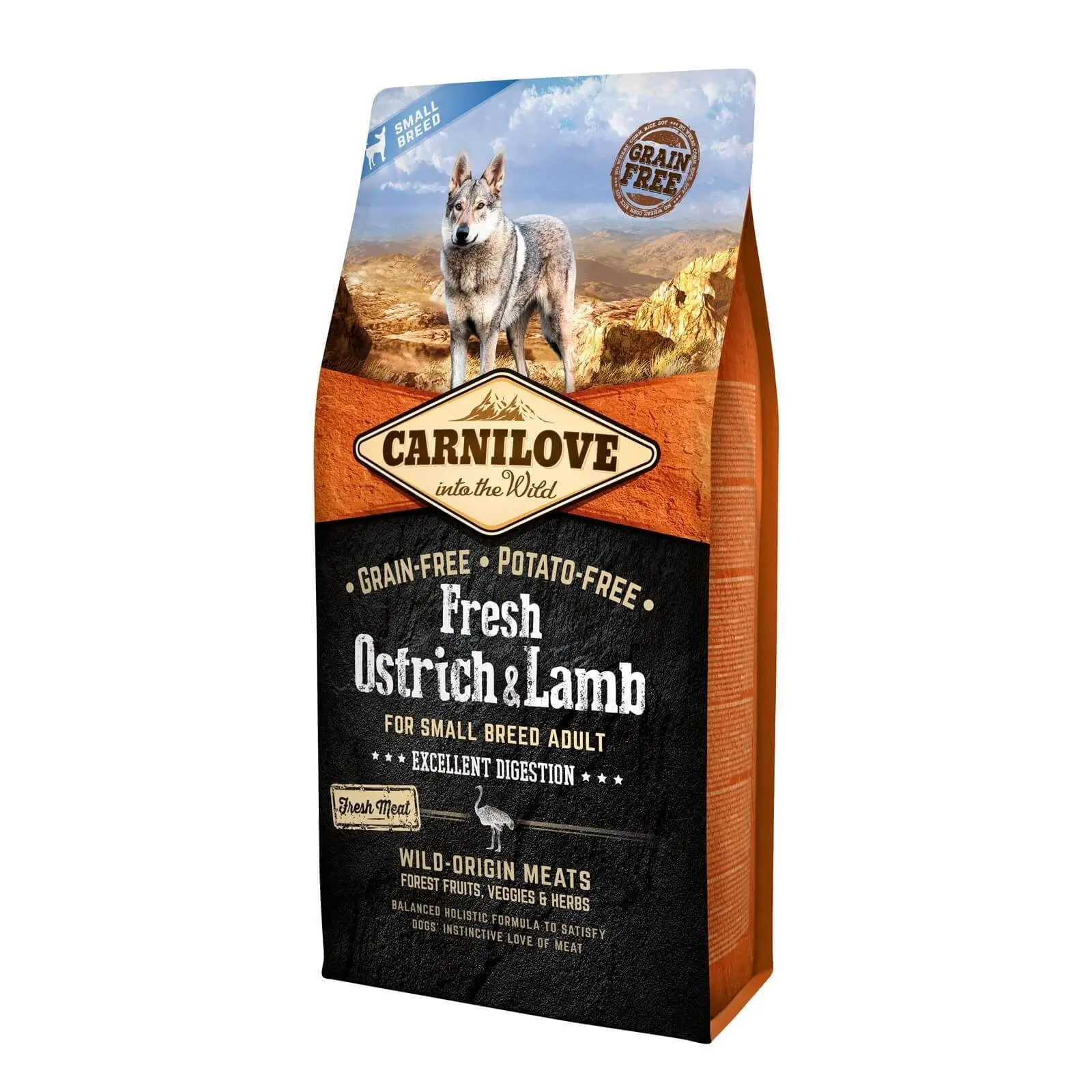 CARNILOVE Fresh Excellent Digestion XS-S, Strut si Miel, hrana uscata fara cereale caini, sensibilitati digestive, 6kg