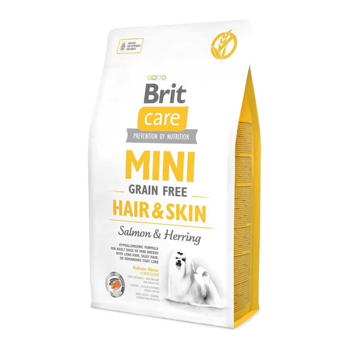 BRIT Care Mini Hair & Skin Adult, XS-S, Somon, hrana uscata fara cereale caini, piele si blana, 2kg - Image 2