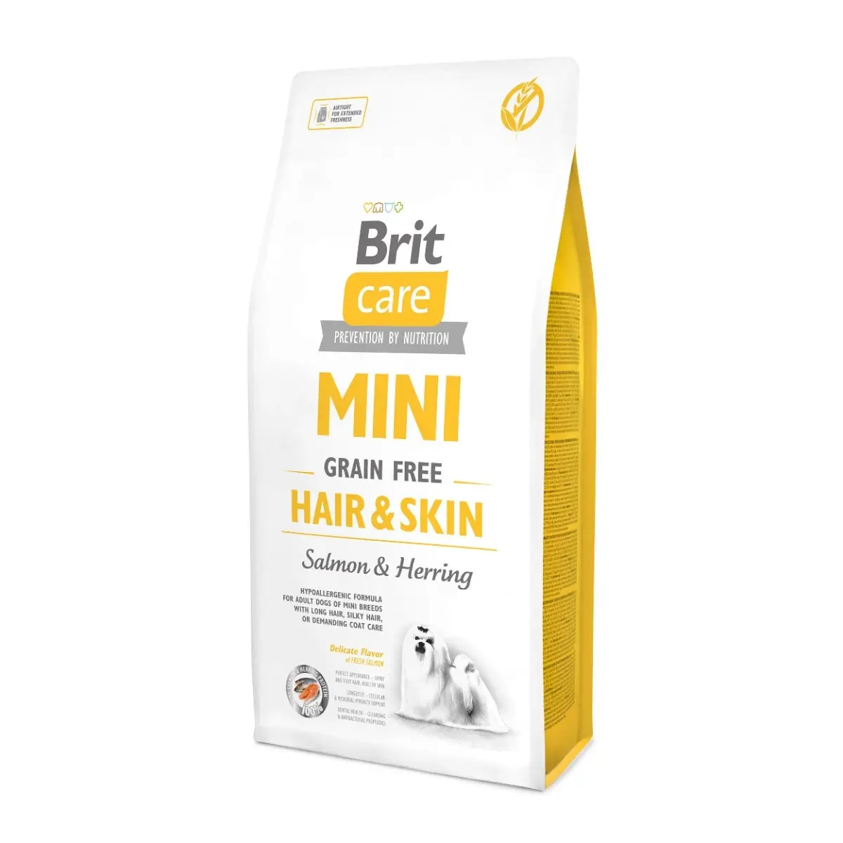 BRIT Care Mini Hair & Skin Adult, XS-S, Somon, hrana uscata fara cereale caini, piele si blana, 7kg