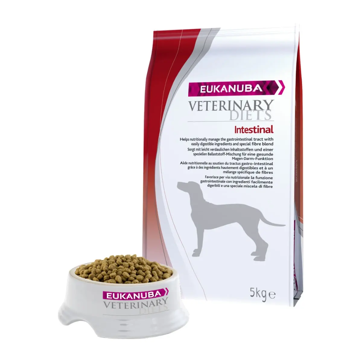 EUKANUBA Veterinary Diets Intestinal, Pui si Curcan, dieta veterinara caini, hrana uscata, afectiuni digestive, 5kg