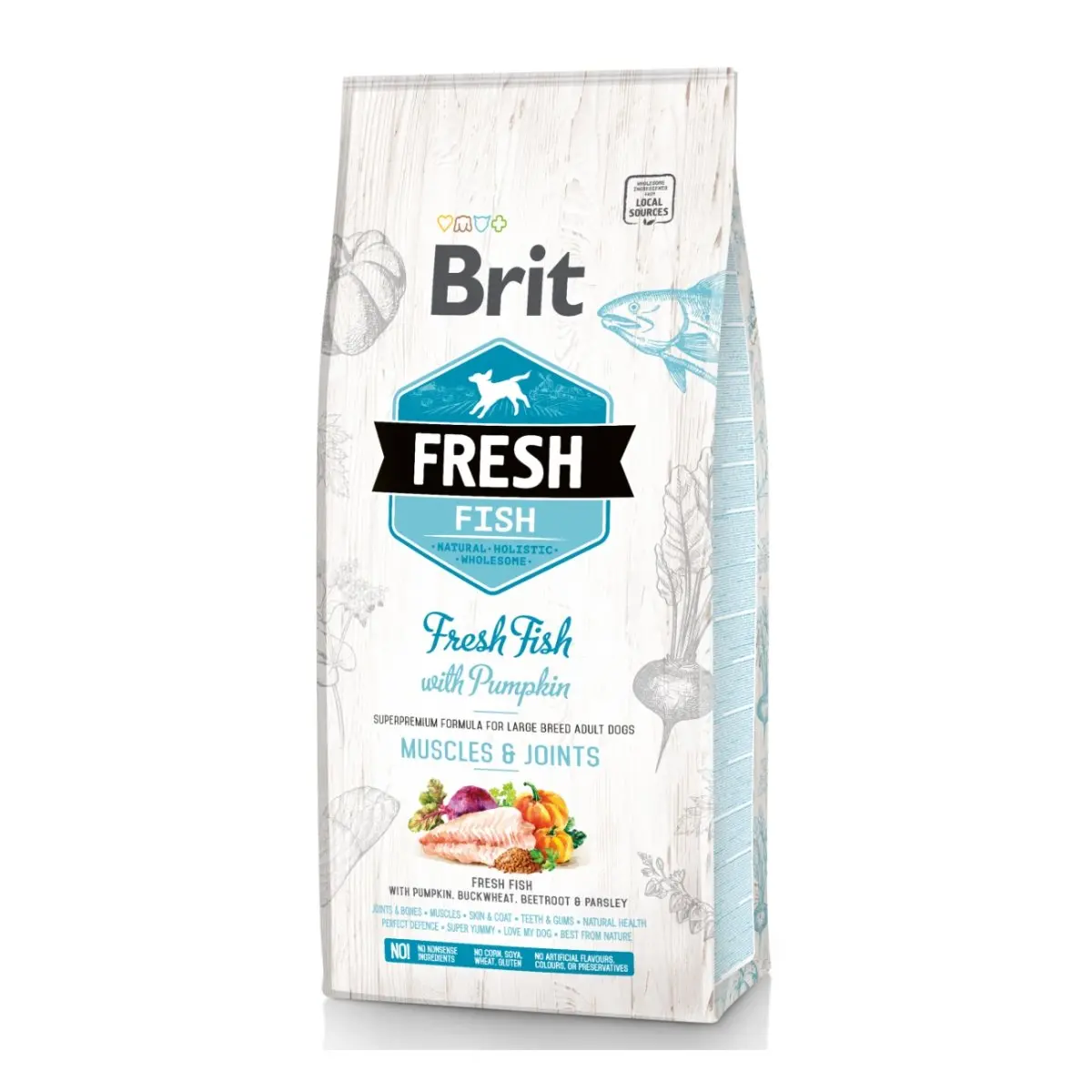 BRIT Fresh Muscles & Joints Adult L-XL, Peste cu Dovleac, hrana uscata continut redus cereale caini, 12kg - Image 2