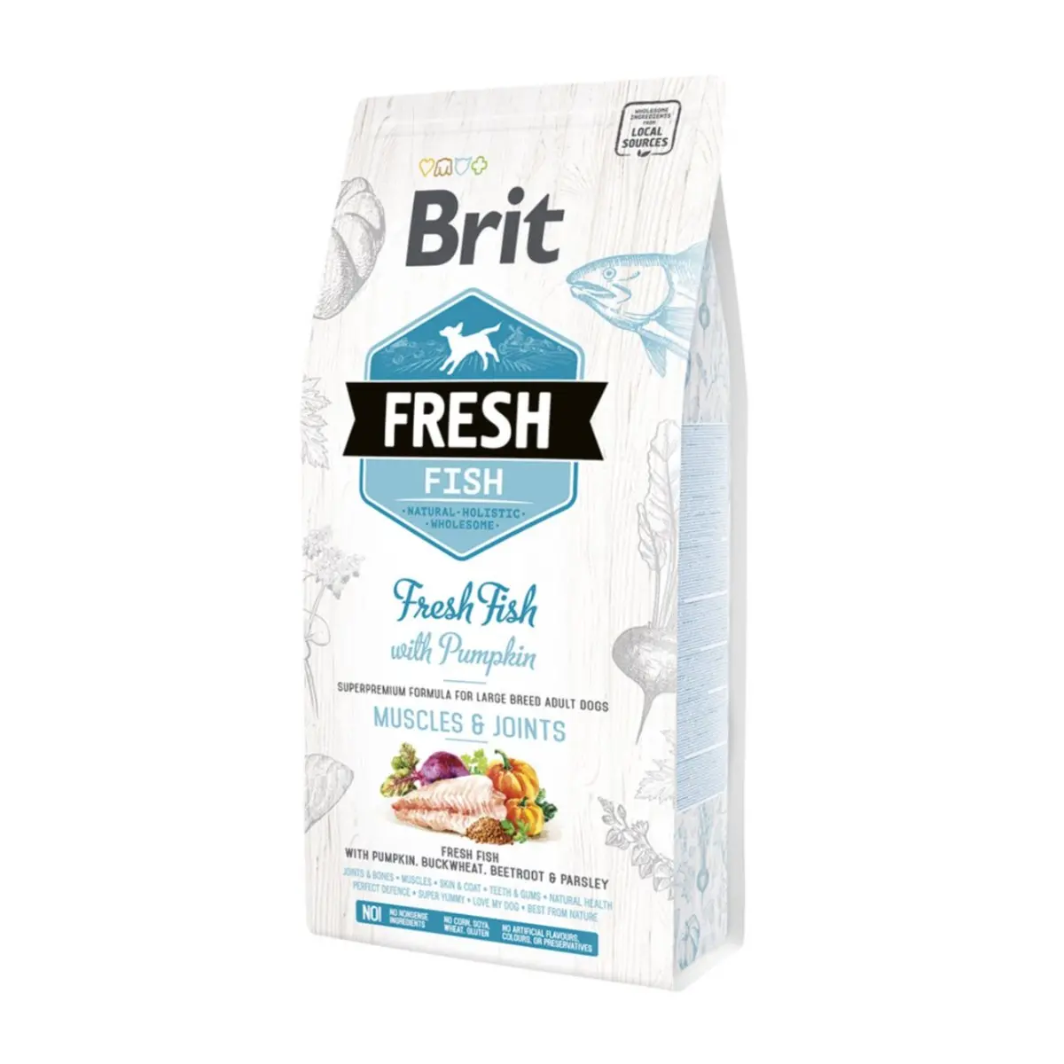 BRIT Fresh Muscles & Joints Adult L-XL, Peste cu Dovleac, hrana uscata continut redus cereale caini, 2.5kg