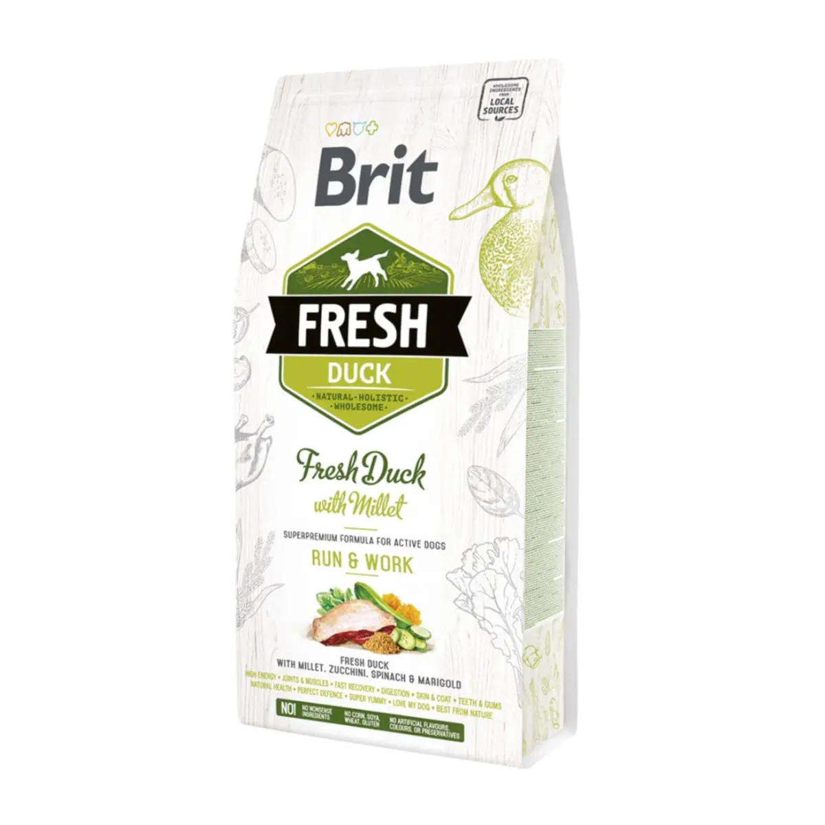 BRIT Fresh Run & Work Adult S-XL, Rata cu Mei, hrana uscata continut redus cereale caini, activitate intensa, 2.5kg - Image 2