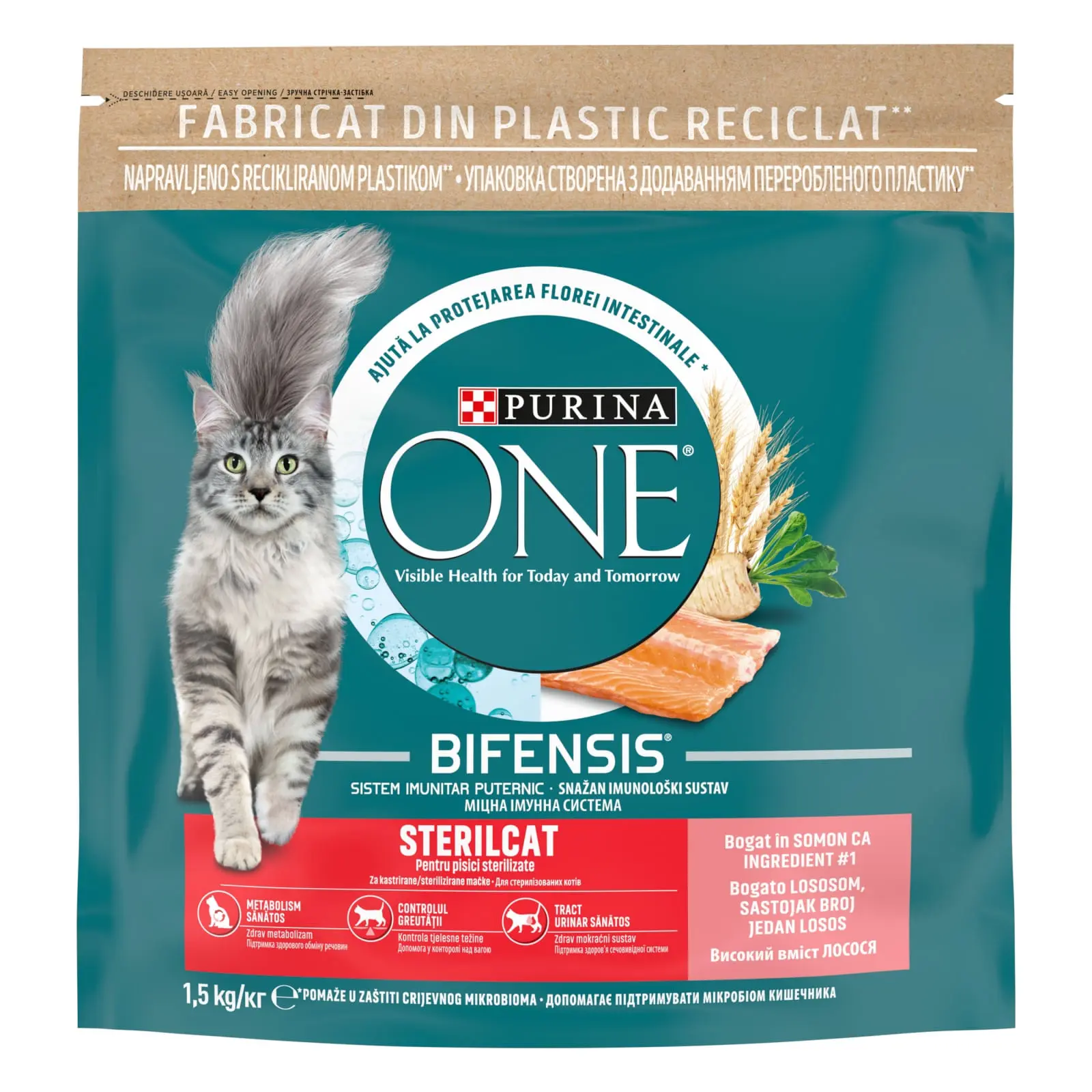 PURINA One Sterilcat, Somon cu Grau, hrana uscata pisici sterilizate, 1.5kg