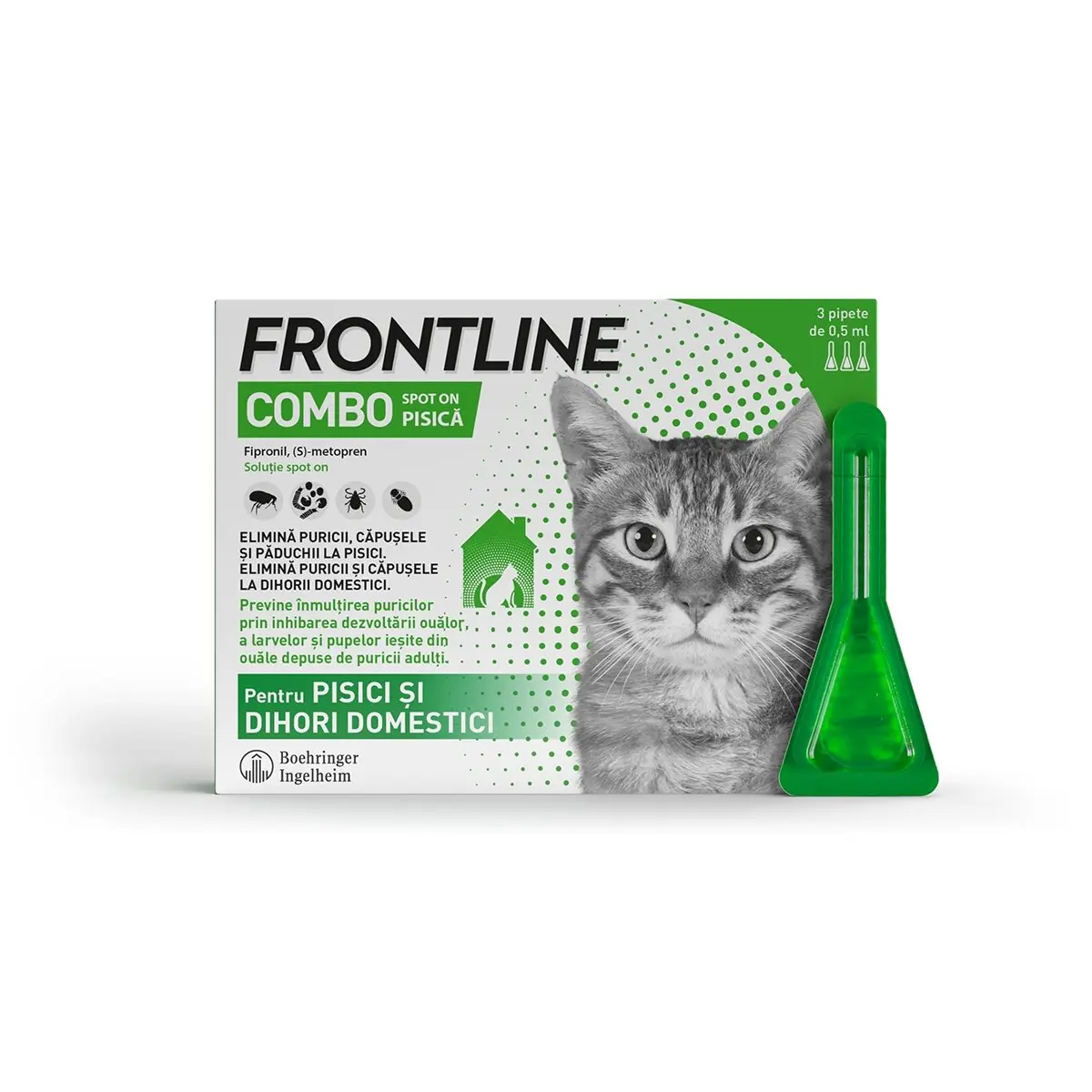 FRONTLINE Combo, spot-on, solutie antiparazitara, pisici, 3 pipete - Image 2