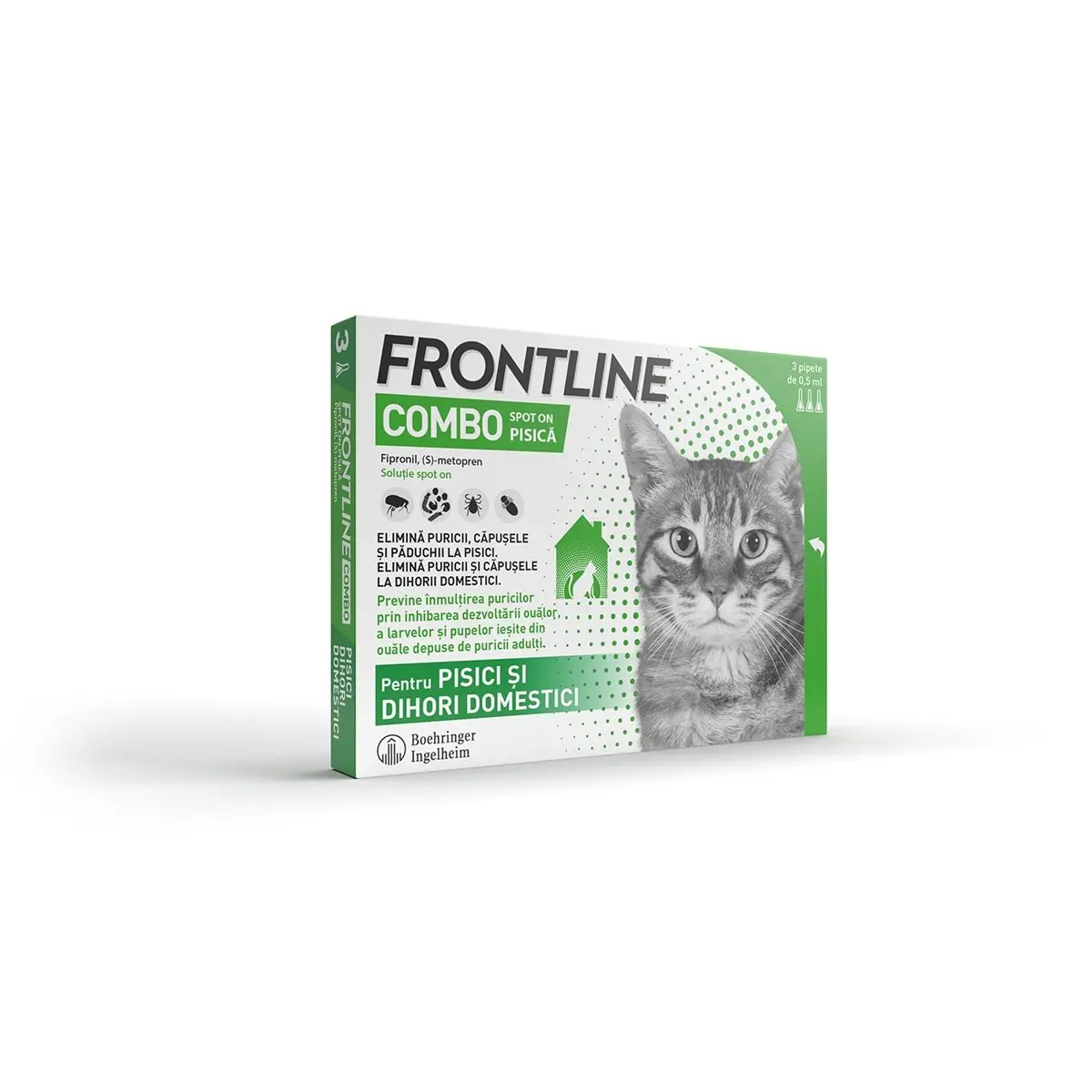 FRONTLINE Combo, spot-on, solutie antiparazitara, pisici, 3 pipete