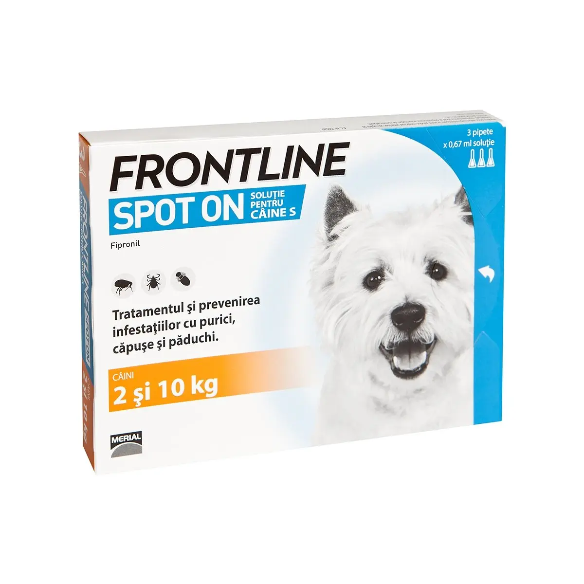 FRONTLINE Spot-On, solutie antiparazitara, caini 2-10kg, 3 pipete