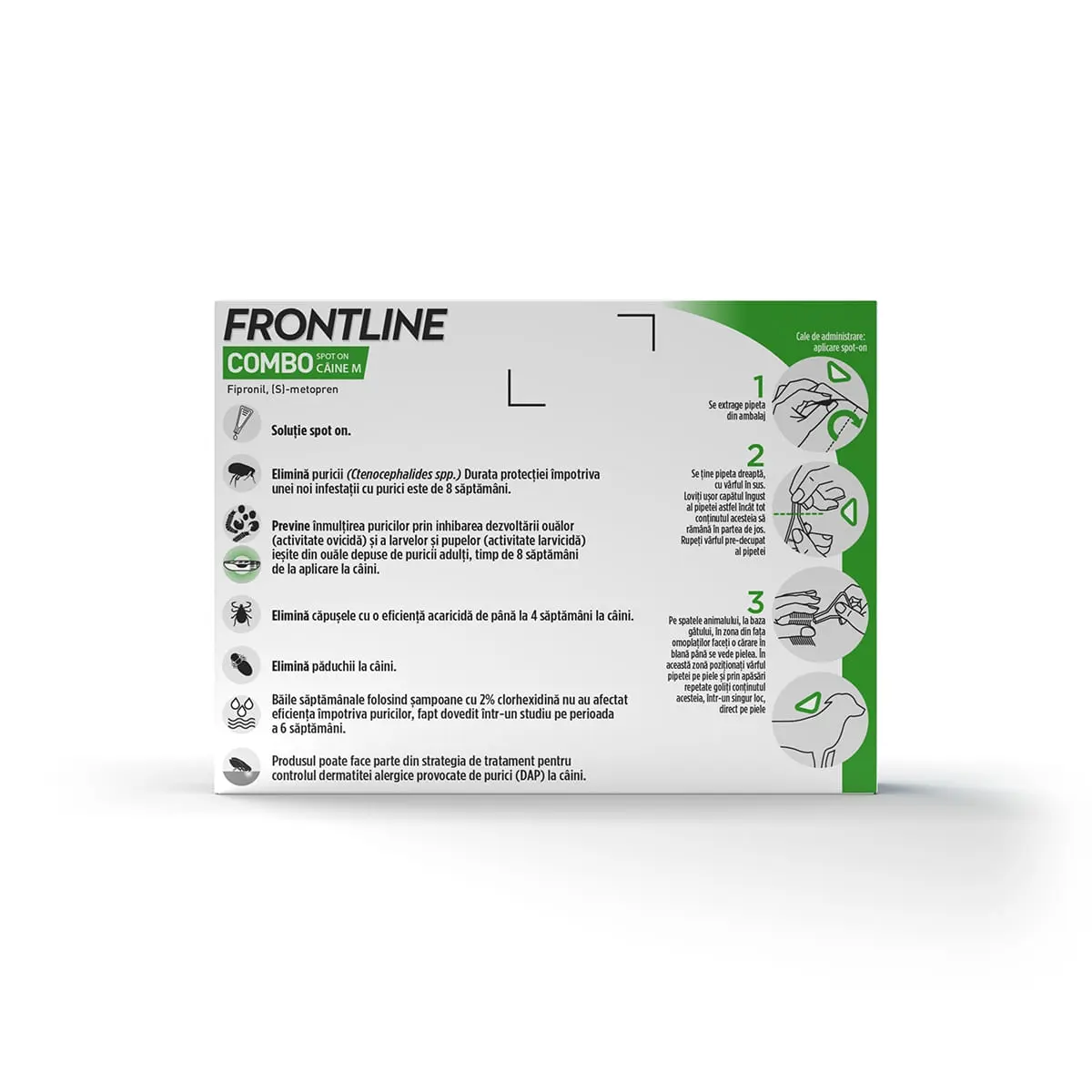 Frontline Combo, solutie spot-on antiparazitara, caini FRONTLINE Combo, spot-on, solutie antiparazitara, caini 10-20kg, 3 pipete - Image 2