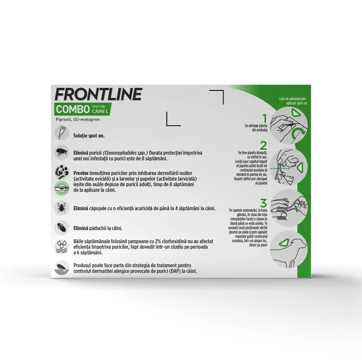 Frontline Combo, solutie spot-on antiparazitara, caini FRONTLINE Combo, spot-on, solutie antiparazitara, caini 20-40kg, 3 pipete - Image 4