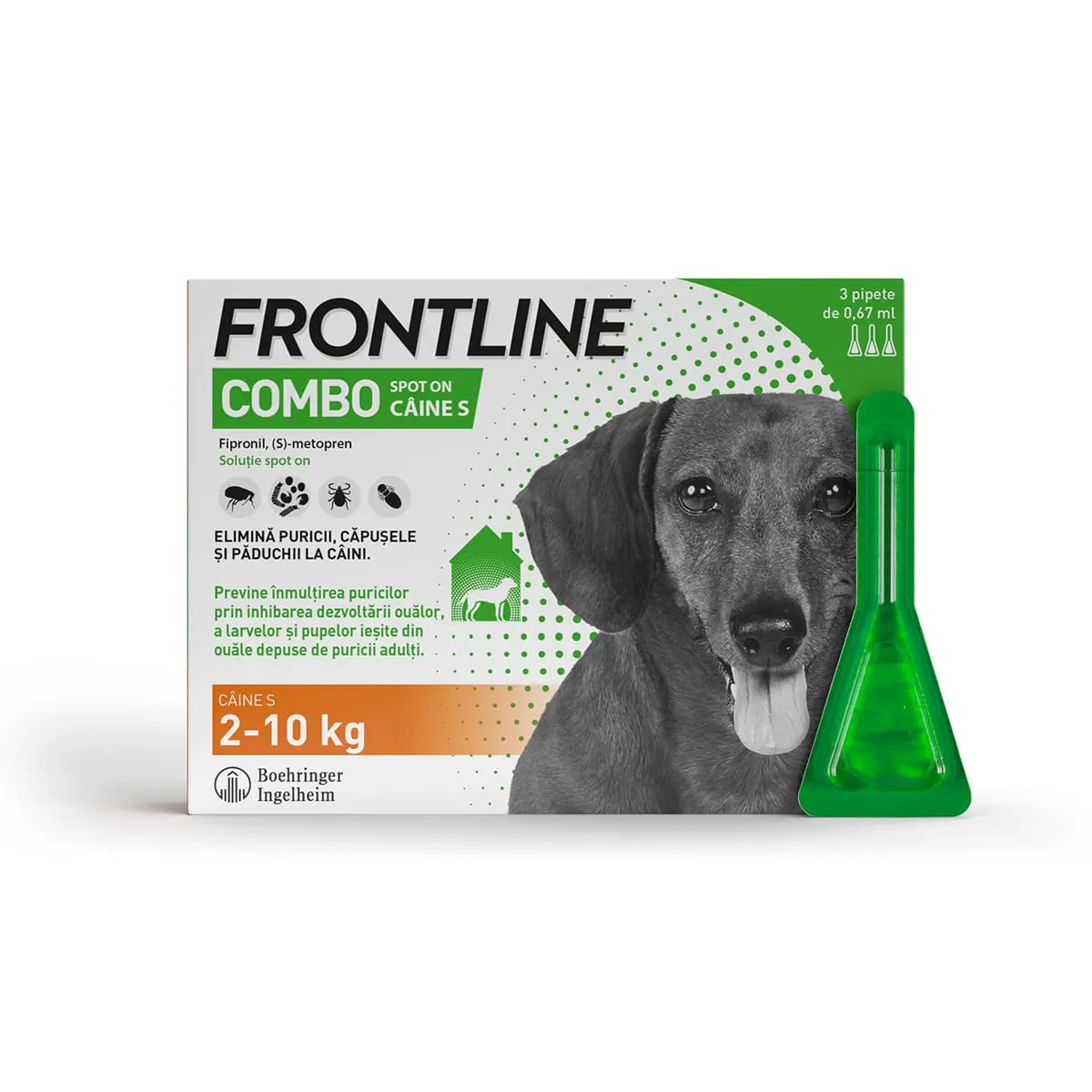 Frontline Combo, solutie spot-on antiparazitara, caini FRONTLINE Combo, spot-on, solutie antiparazitara, caini 2-10kg, 3 pipete - Image 4