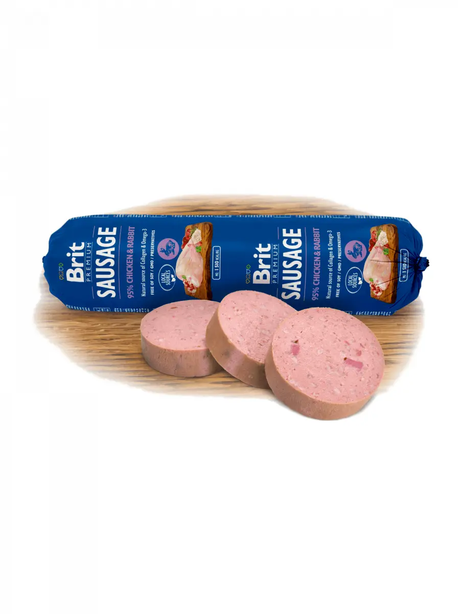 BRIT Premium, Pui si Iepure, salam hrana umeda continut redus cereale caini, 800g - Image 3