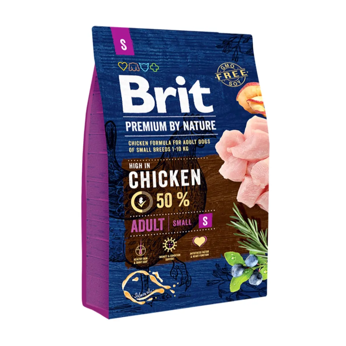 BRIT Premium By Nature Adult Small Breed, XS-S, Pui, hrana uscata caini, 3kg