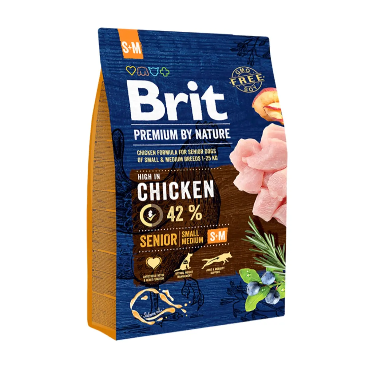 BRIT Premium By Nature Senior Small and Medium Breed, S-M, Pui, hrana uscata caini senior, 3kg