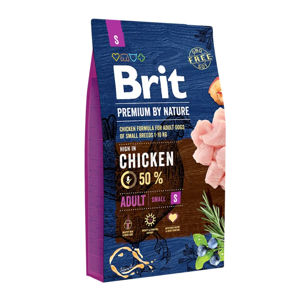 BRIT Premium By Nature Adult Small Breed, XS-S, Pui, hrana uscata caini, 8kg