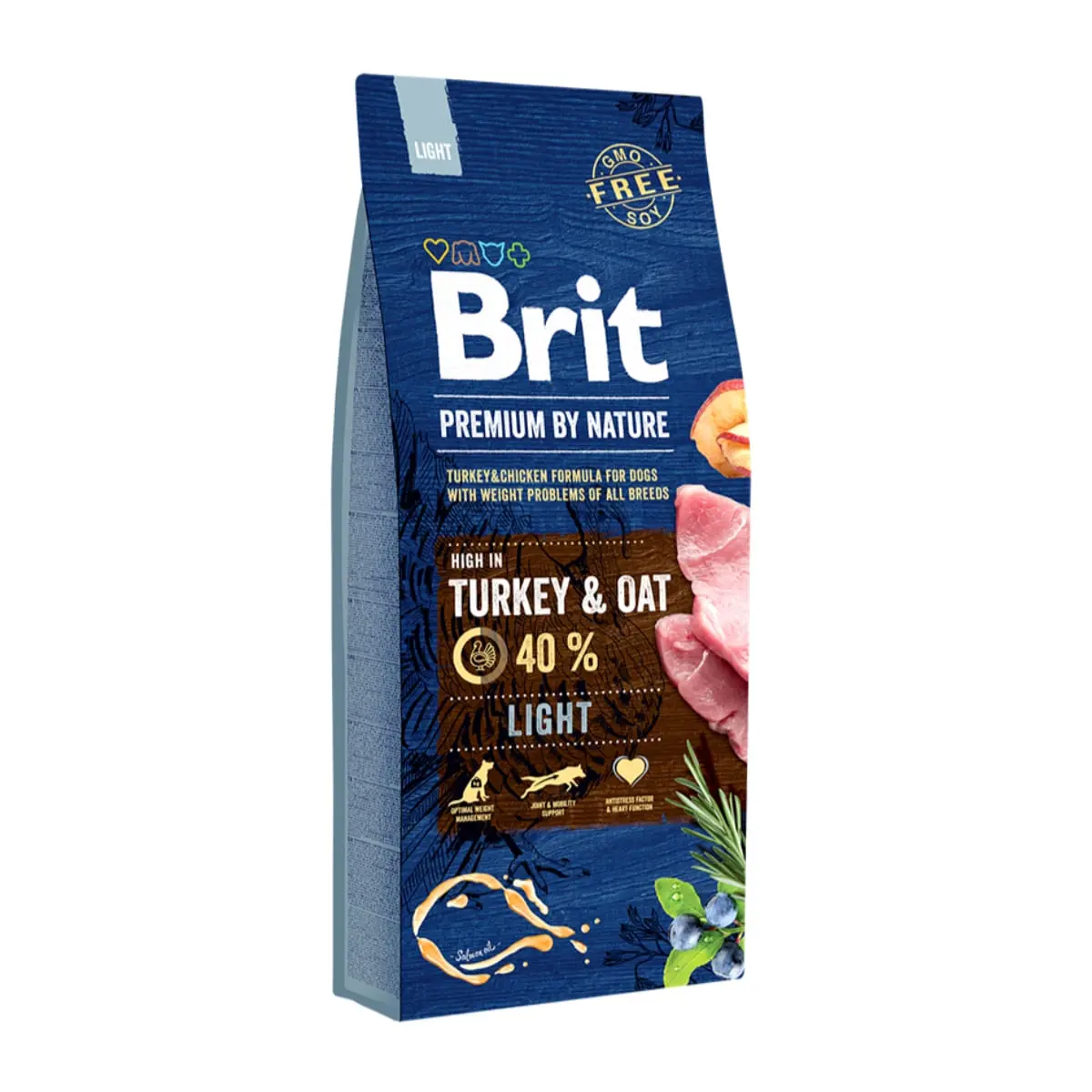 BRIT Premium By Nature Light, Curcan cu Ovaz, hrana uscata caini, managementul greutatii, 15kg