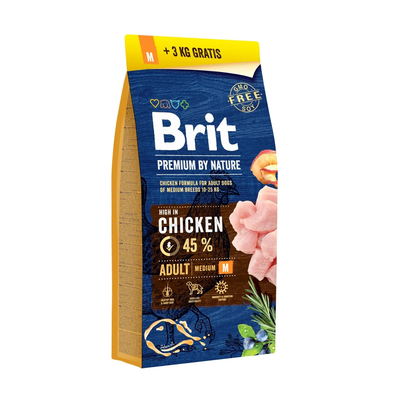 BRIT Premium By Nature Adult Medium Breed, M, Pui, hrana uscata caini, 15kg+3kg GRATUIT - Image 2