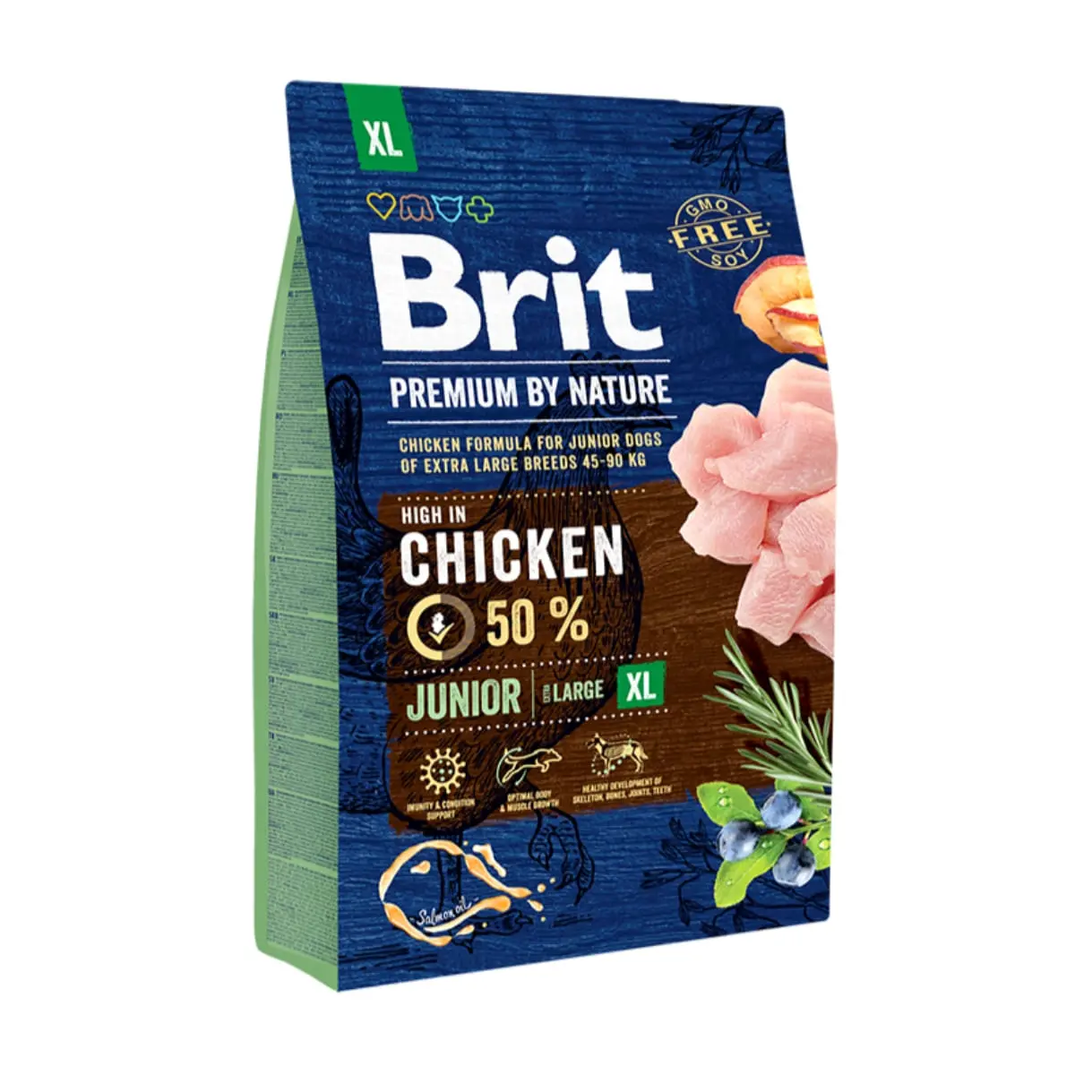 BRIT Premium By Nature Junior Giant Breed, XL, Pui, hrana uscata caini junior, 3kg