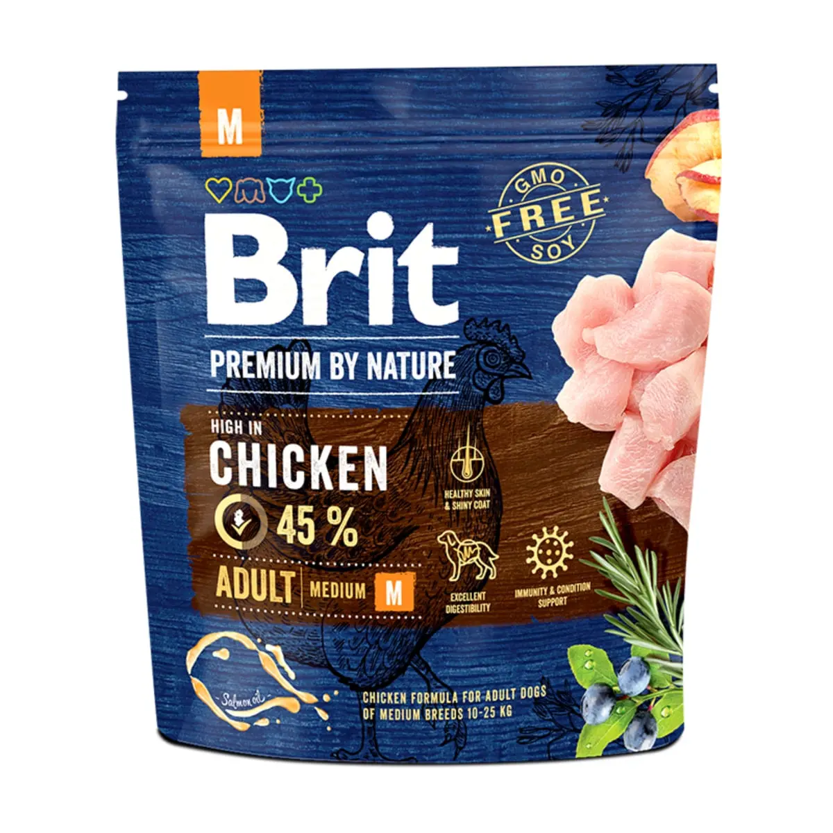 BRIT Premium By Nature Adult Medium Breed, M, Pui, hrana uscata caini, 1kg