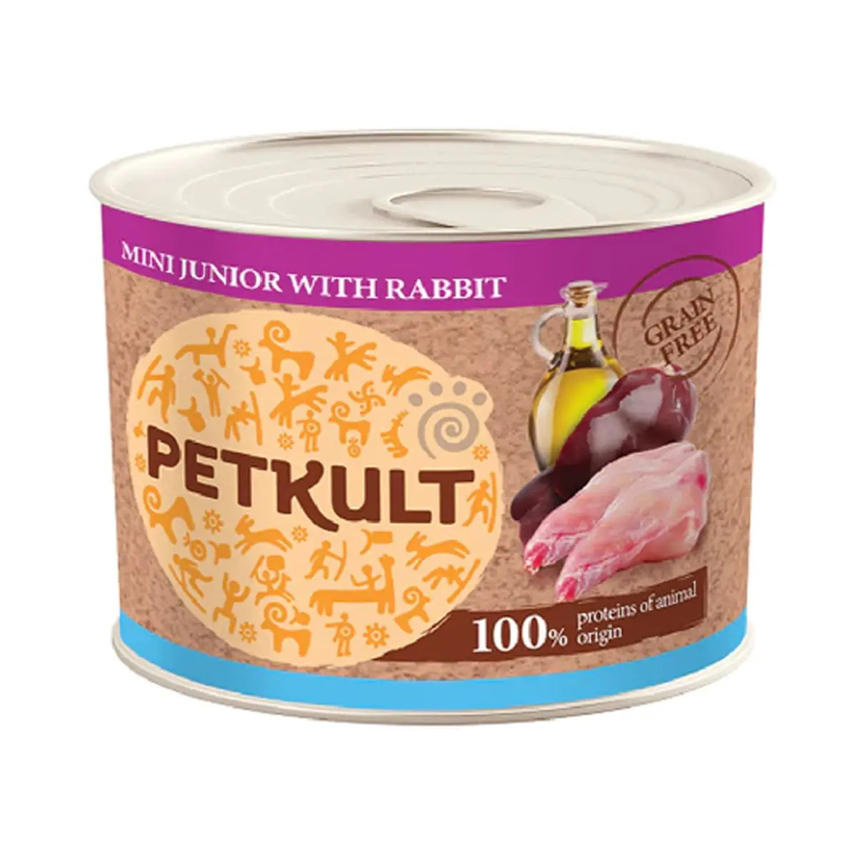 PETKULT Grain Free Mini Junior, Iepure, conserva hrana umeda fara cereale caini junior, 185g