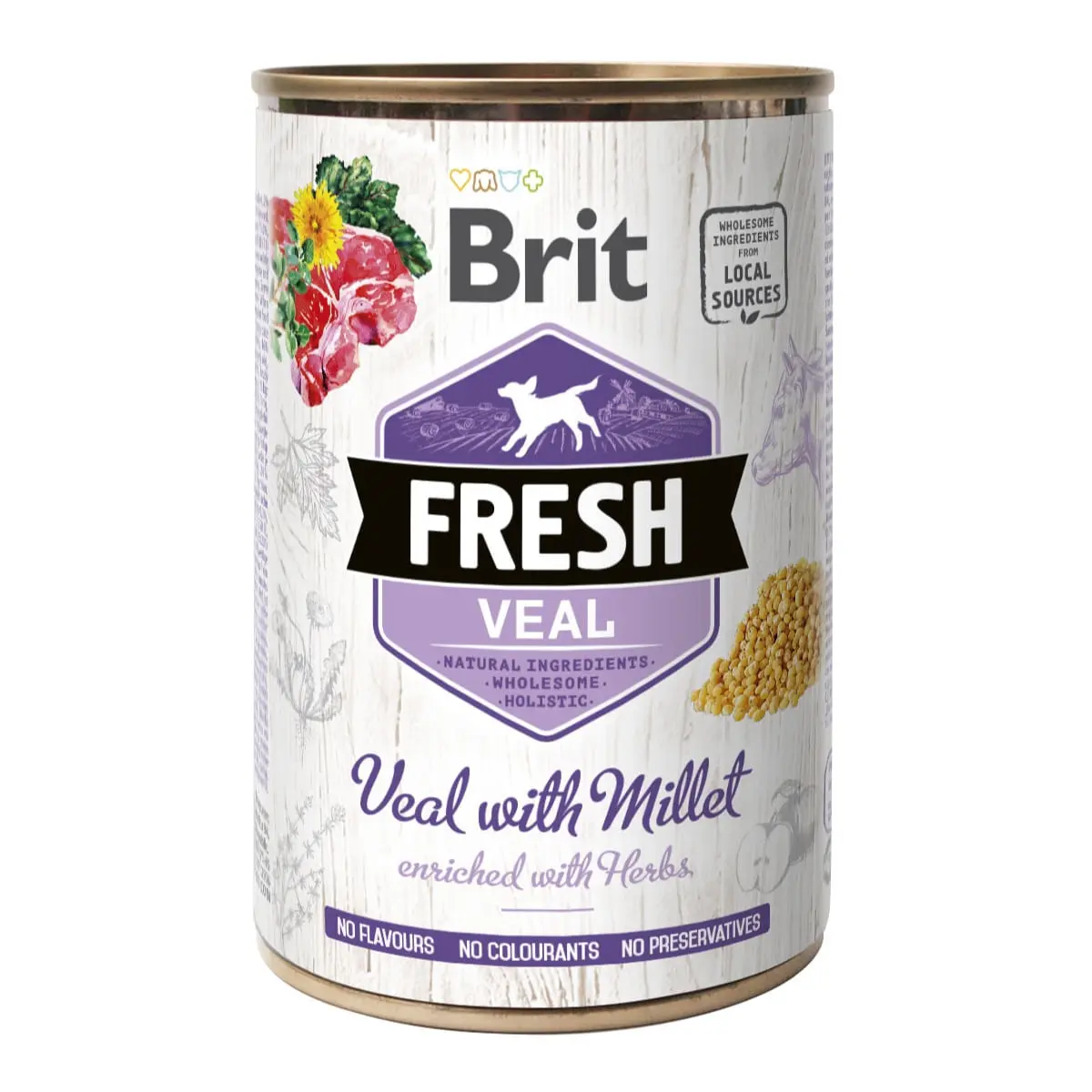 BRIT Fresh, Vitel cu Mei, conserva hrana umeda fara cereale caini, (in aspic), 400g - Image 2