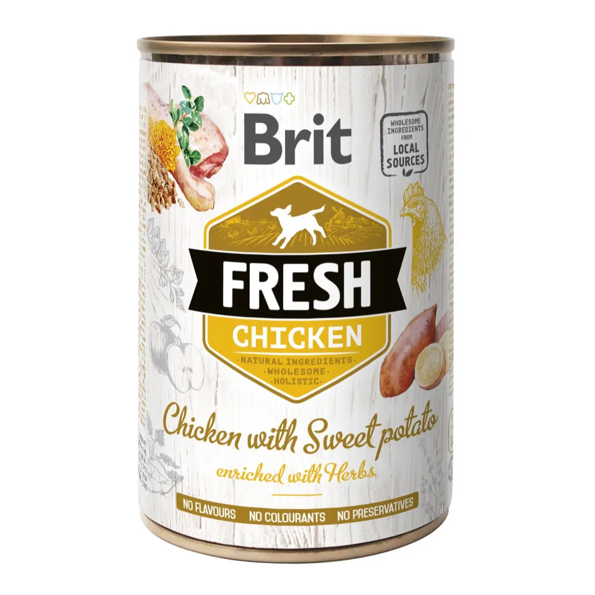 BRIT Fresh, Pui cu Cartof Dulce, conserva hrana umeda continut redus cereale caini, (in aspic), 400g