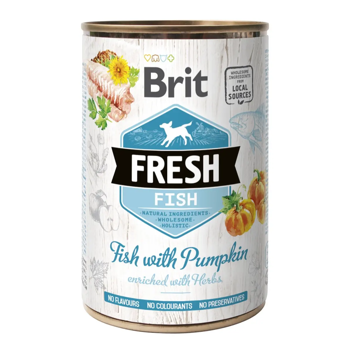 BRIT Fresh, Peste cu Dovleac, conserva hrana umeda continut redus cereale caini, (in aspic), 400g