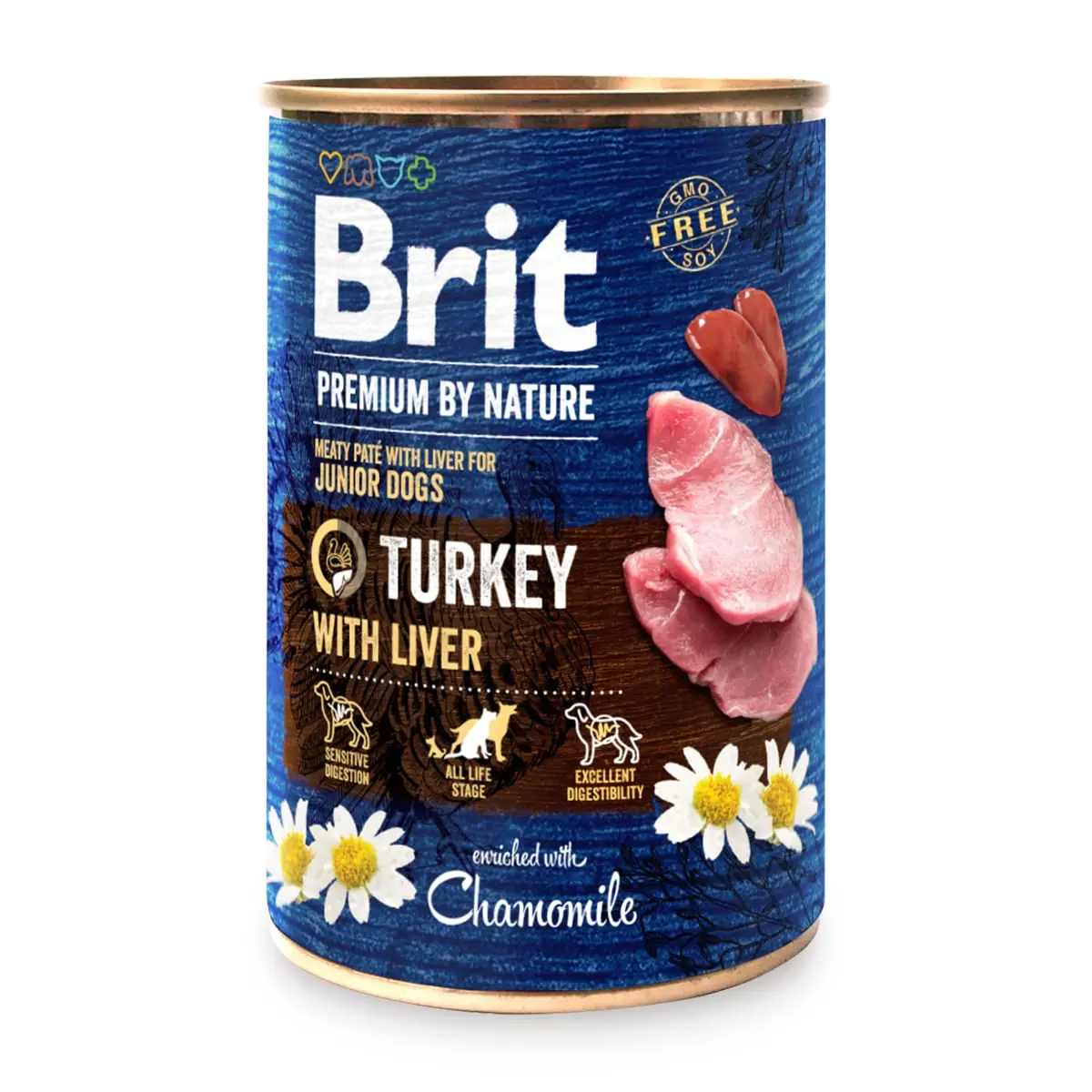 BRIT Premium By Nature Junior, Curcan si Ficat, conserva hrana umeda fara cereale caini, (pate), 800g