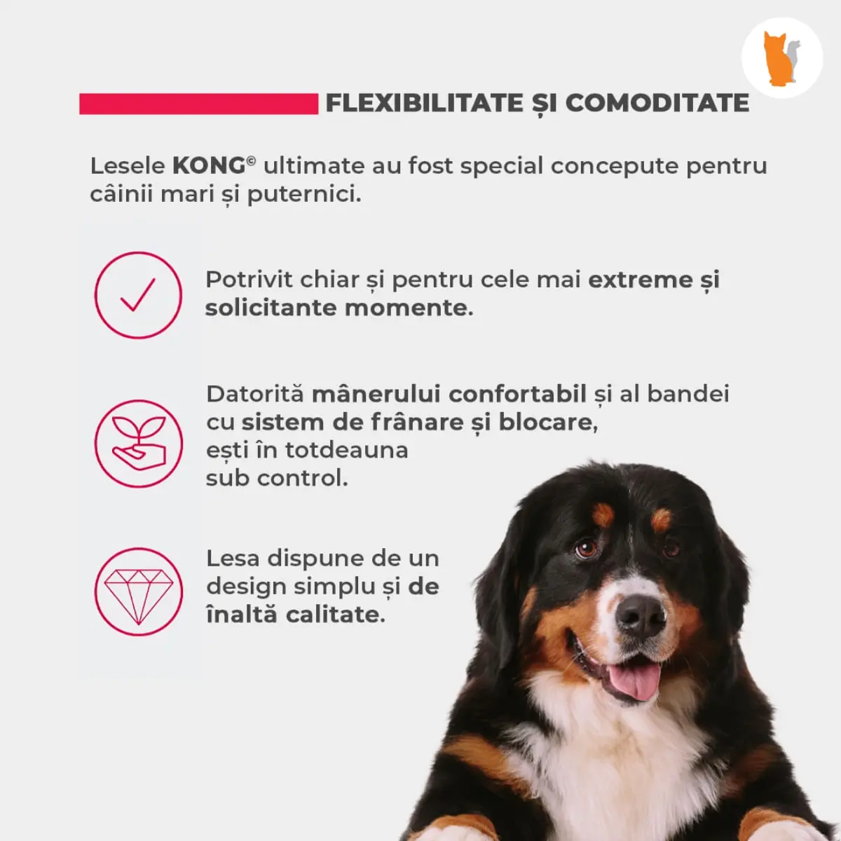 Lesa Retractabila Kong Explore, 7.5m-50 Kg, Rosu - Image 3