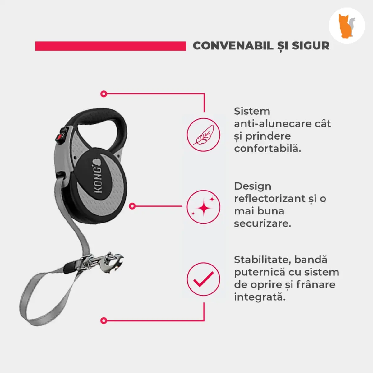 Lesa Retractabila Kong Explore, 7.5m-50 Kg, Albastru - Image 5