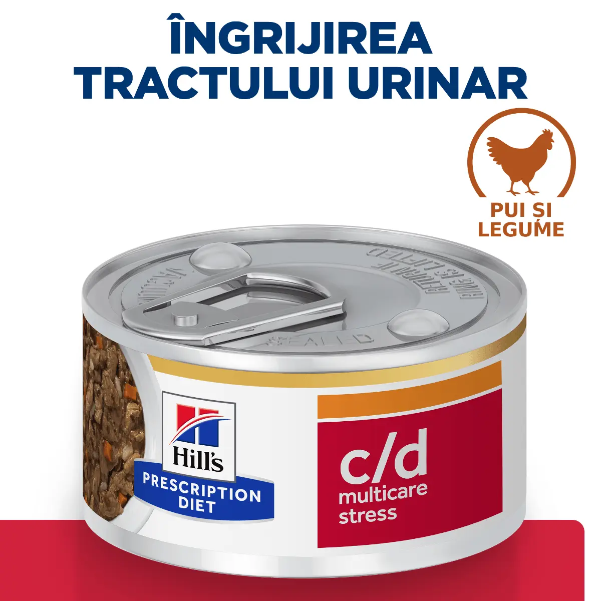 HILL'S Prescription Diet c/d Multicare Stress, Pui cu Legume, dieta veterinara pisici, conserva hrana umeda, sistem urinar, (in sos), 82g - Image 3
