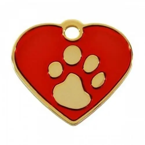 Medalion Imarc Aluminiu, Inima Labute, Auriu / Rosu, Masura S - Gravare Gratuita