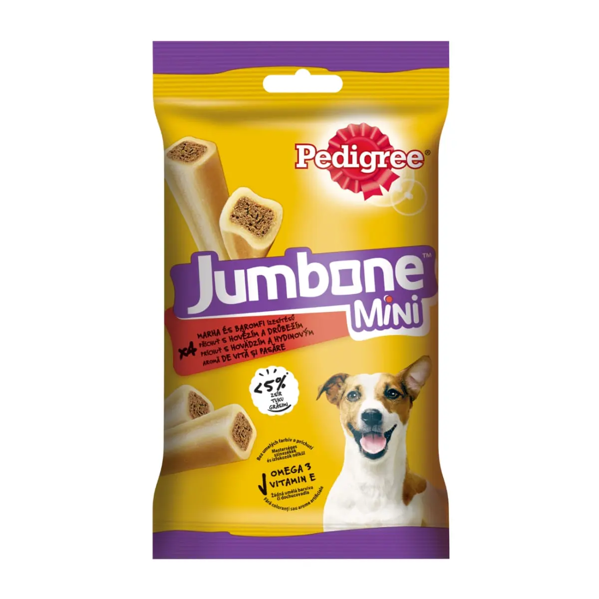 PEDIGREE Jumbone Mini, recompense caini, Vita si Pasare, batoane, 4 buc, 160g