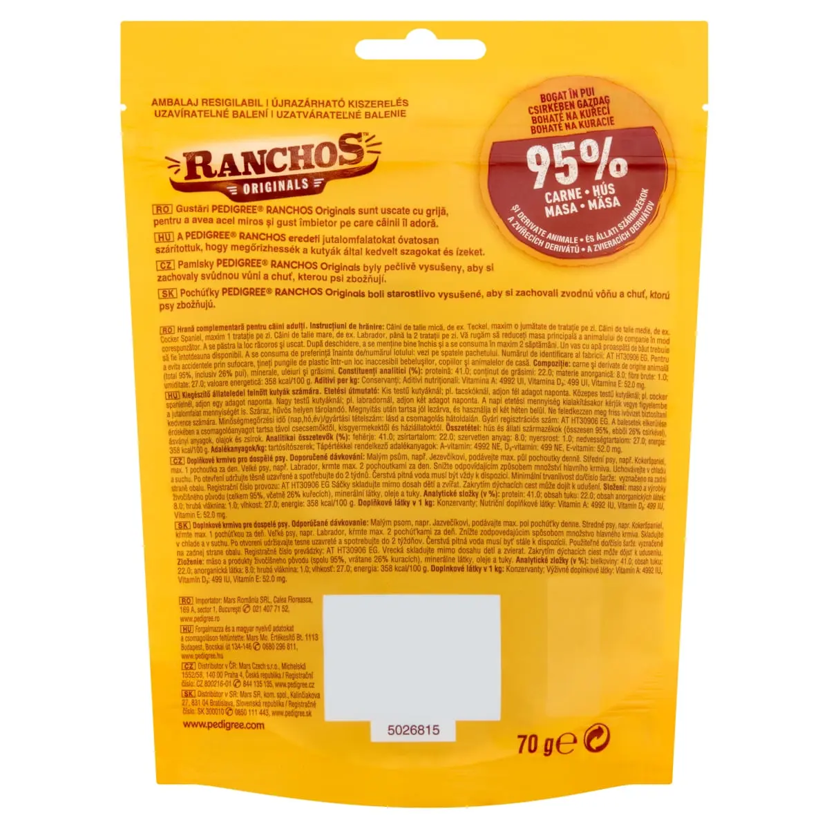 PEDIGREE Ranchos, recompense caini, fasii uscate, Pui, 70g - Image 4