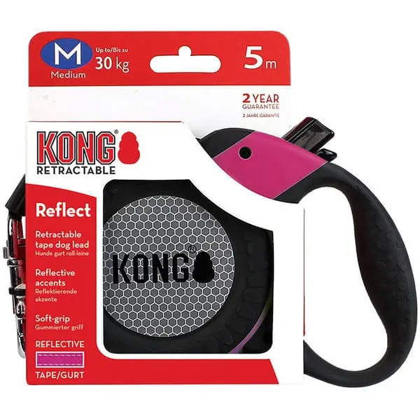 Lesa Retractabila Kong Reflect M, 5m-30 Kg, Fucsia - Image 3