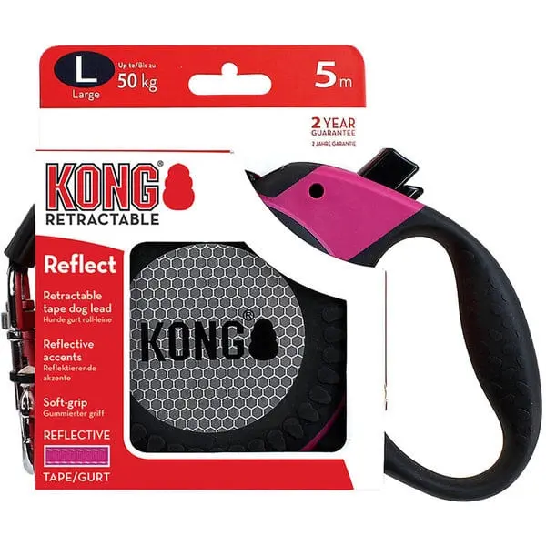 Lesa Retractabila Kong Reflect L, 5m-50 Kg, Fucsia - Image 6