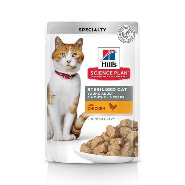 Hill's SP Feline Adult Sterilised Plic Pui, 85 g Hill's SP Feline Adult Sterilised Plic Pui, bax, 85g  x 12buc
