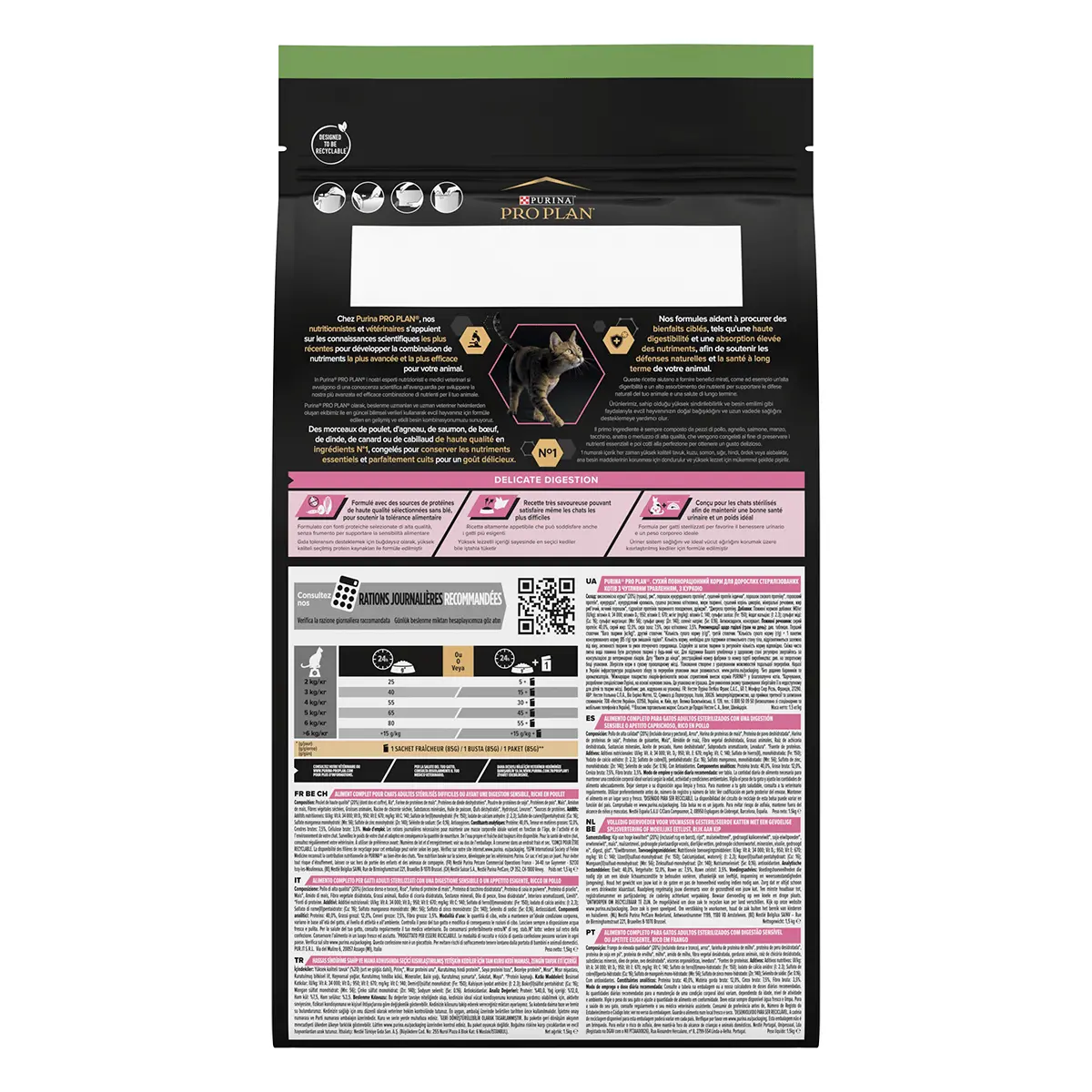 PURINA Pro Plan Sterilised Delicate Digestion Adult 1+, Pui, hrana uscata pisici sterilizate, 1.5kg - Image 4