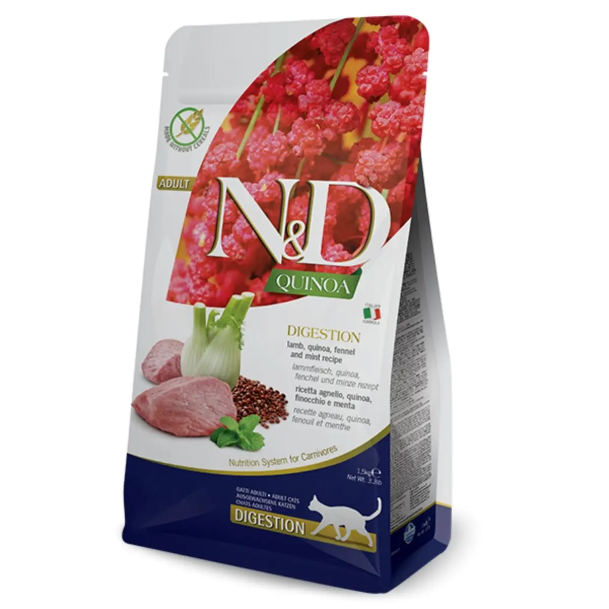 N&D Quinoa Digestive, Miel, hrana uscata fara cereale pisici, 1.5kg