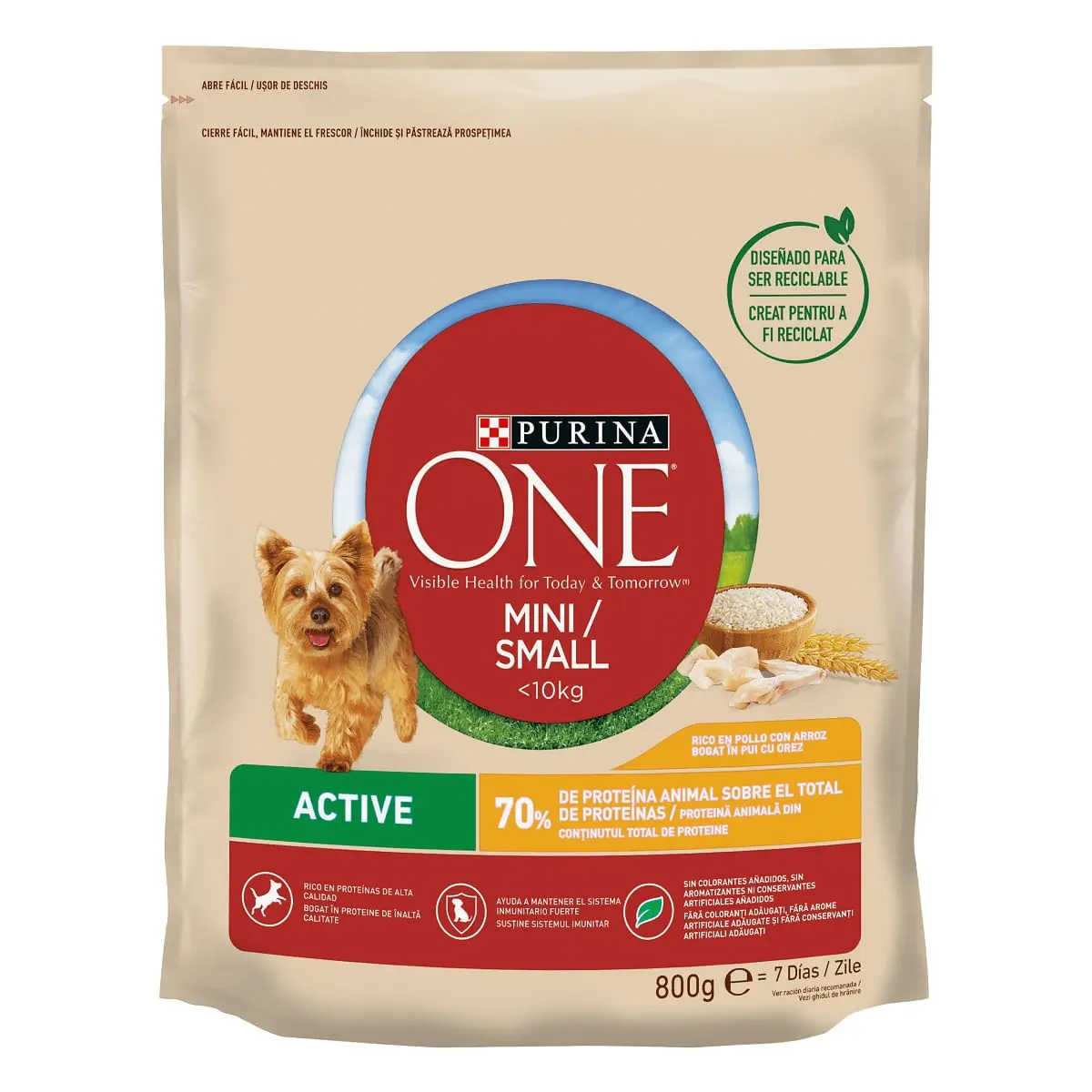 PURINA One Mini Active, Pui cu Orez, hrana uscata caini, activitate intensa, 800g - Image 4