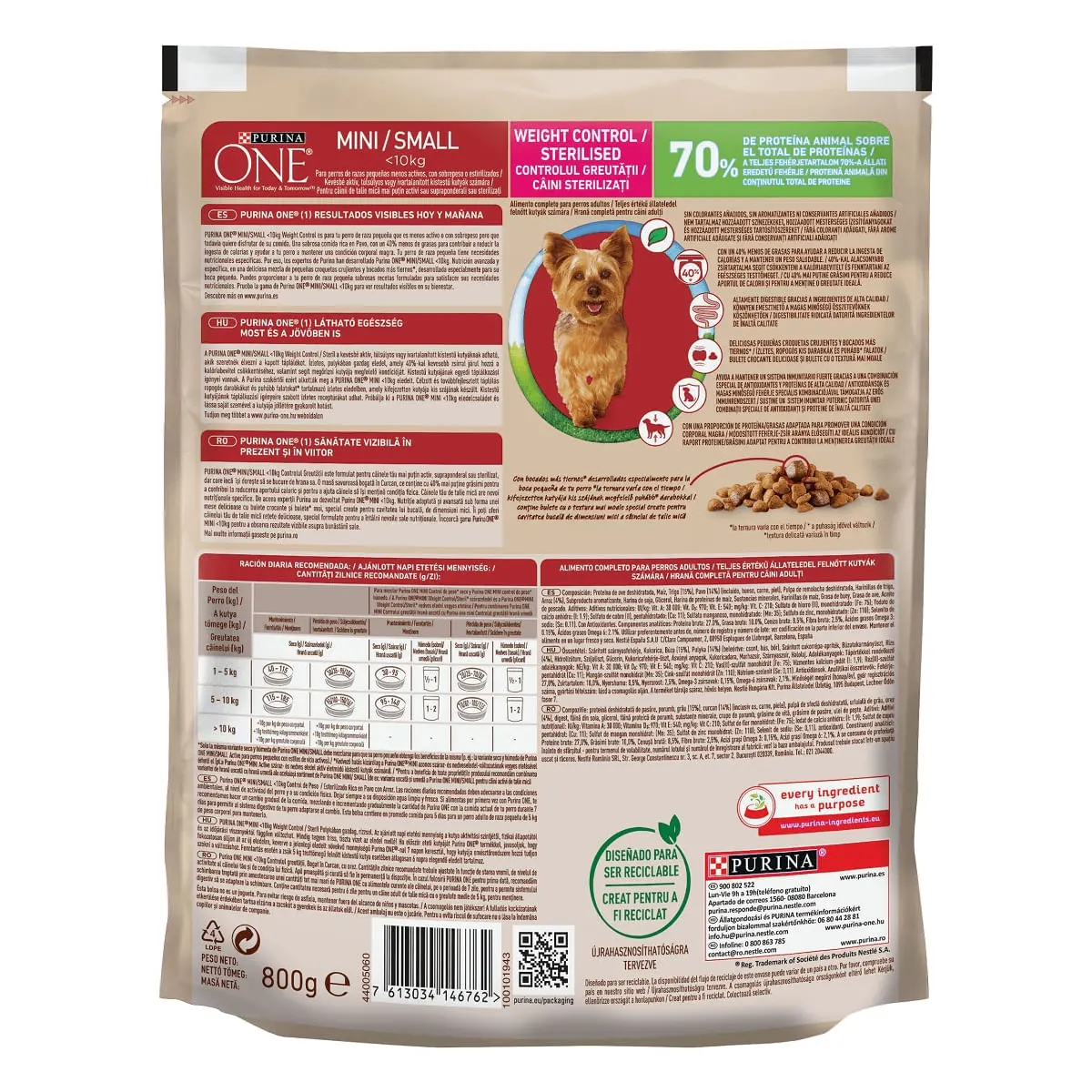 PURINA One Mini Controlul Greutatii, Curcan cu Orez, hrana uscata caini, managementul greutatii, 800g - Image 4