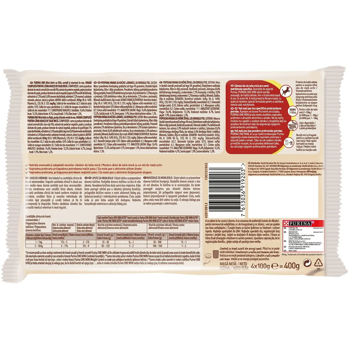 PURINA One Mini Active, 2 arome, multipack plic hrana umeda caini, activitate intensa, (in sos), 100g x 4 PURINA One Mini Active, 2 arome, multipack plic hrana umeda caini, activitate intensa, (in sos), 85g x 4 - Image 3