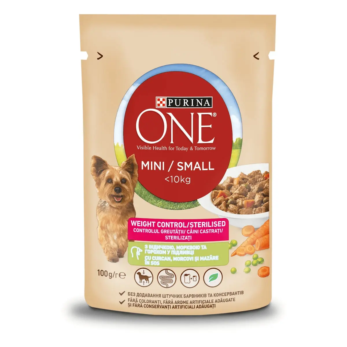 PURINA One Mini Controlul Greutatii, Curcan cu Orez, hrana umeda caini, (in sos) PURINA One Mini Controlul Greutatii, Curcan cu Orez, plic hrana umeda caini, (in sos), 85g