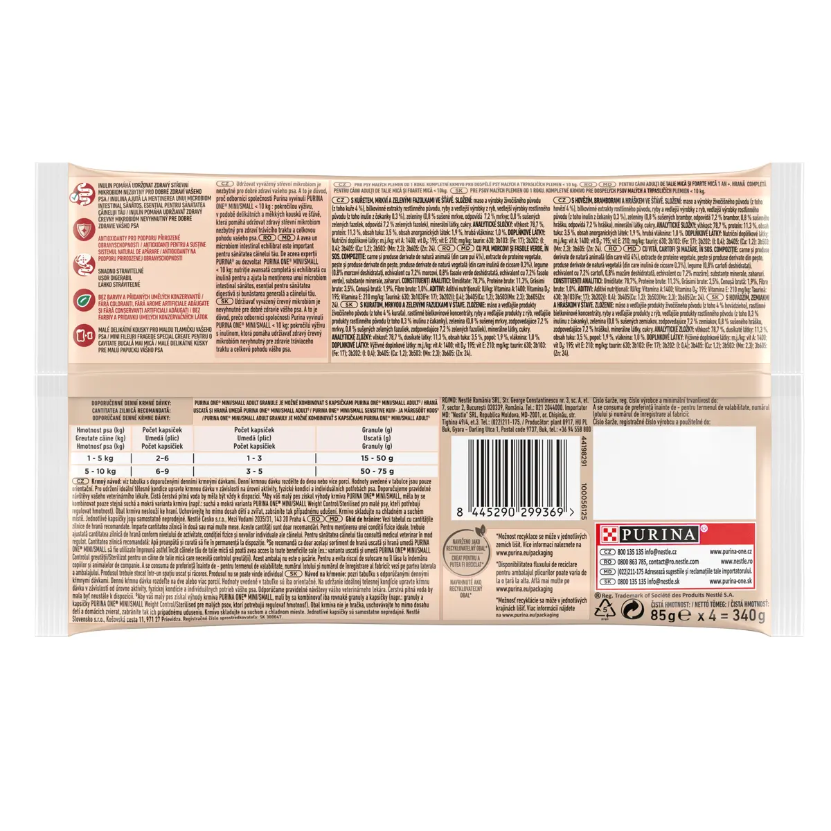 PURINA One Mini Adult, 2 arome, multipack plic hrana umeda caini, (in sos), 85g x 4 - Image 3