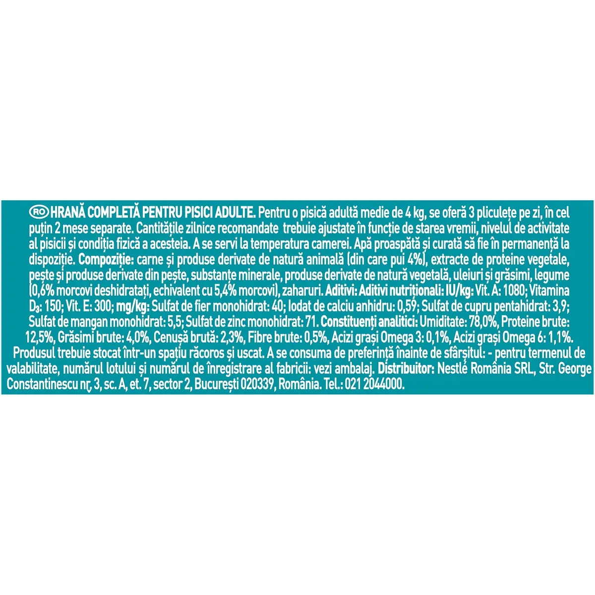 PURINA One Sensitive, Pui cu Morcov, hrana umeda pisici, sensibilitati digestive, (in sos) PURINA One Sensitive, Pui cu Morcov, plic hrana umeda pisici, sensibilitati digestive, (in sos), 85g - Image 2
