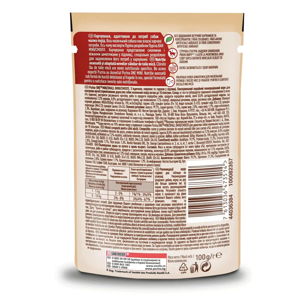 PURINA One Mini Controlul Greutatii, Curcan cu Orez, hrana umeda caini, (in sos) PURINA One Mini Controlul Greutatii, Curcan cu Orez, plic hrana umeda caini, (in sos), 85g - Image 5