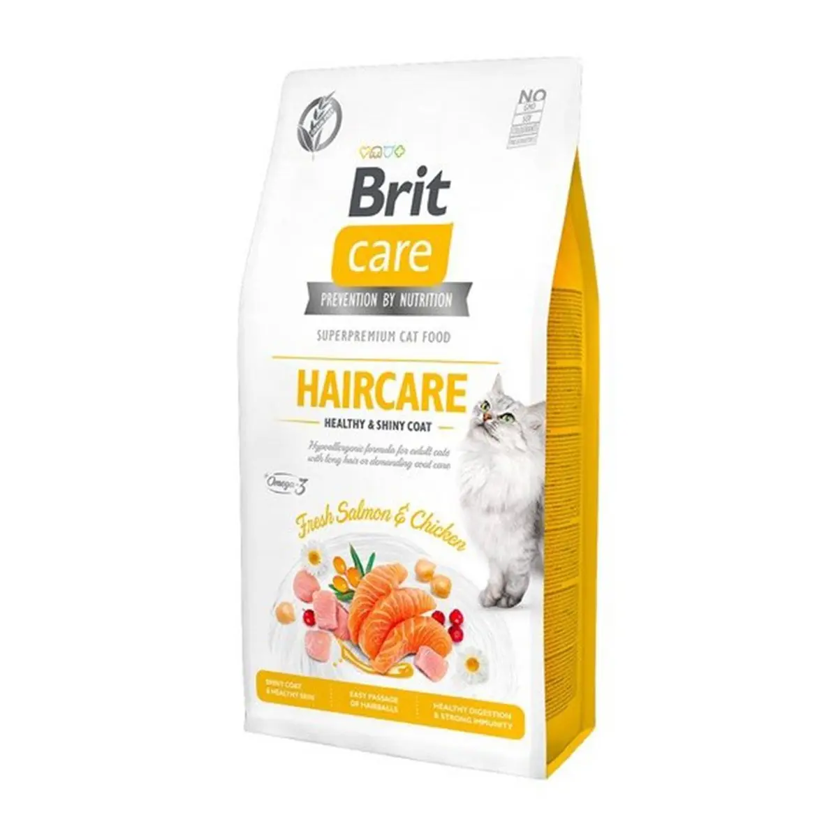 BRIT Care Haircare Healthy & Shiny Coat, Somon si Pui, hrana uscata fara cereale pisici, piele si blana, 7kg - Image 2
